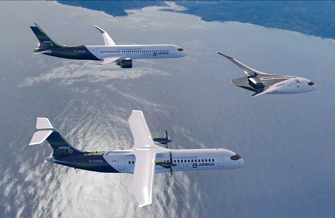 Airbus показала три концепта первого в мире пассажирского самолета с нулевым уровнем вредных выбросов