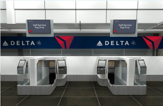 Стойки самостоятельно сдачи багажа на рейсы Delta Air Lines