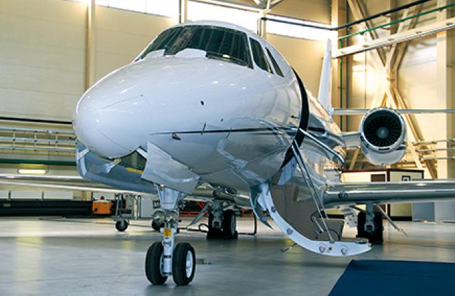 EastUnion is demonstrating an upgraded Cessna Citation Sovereign+ in the Vnukovo 3 static park